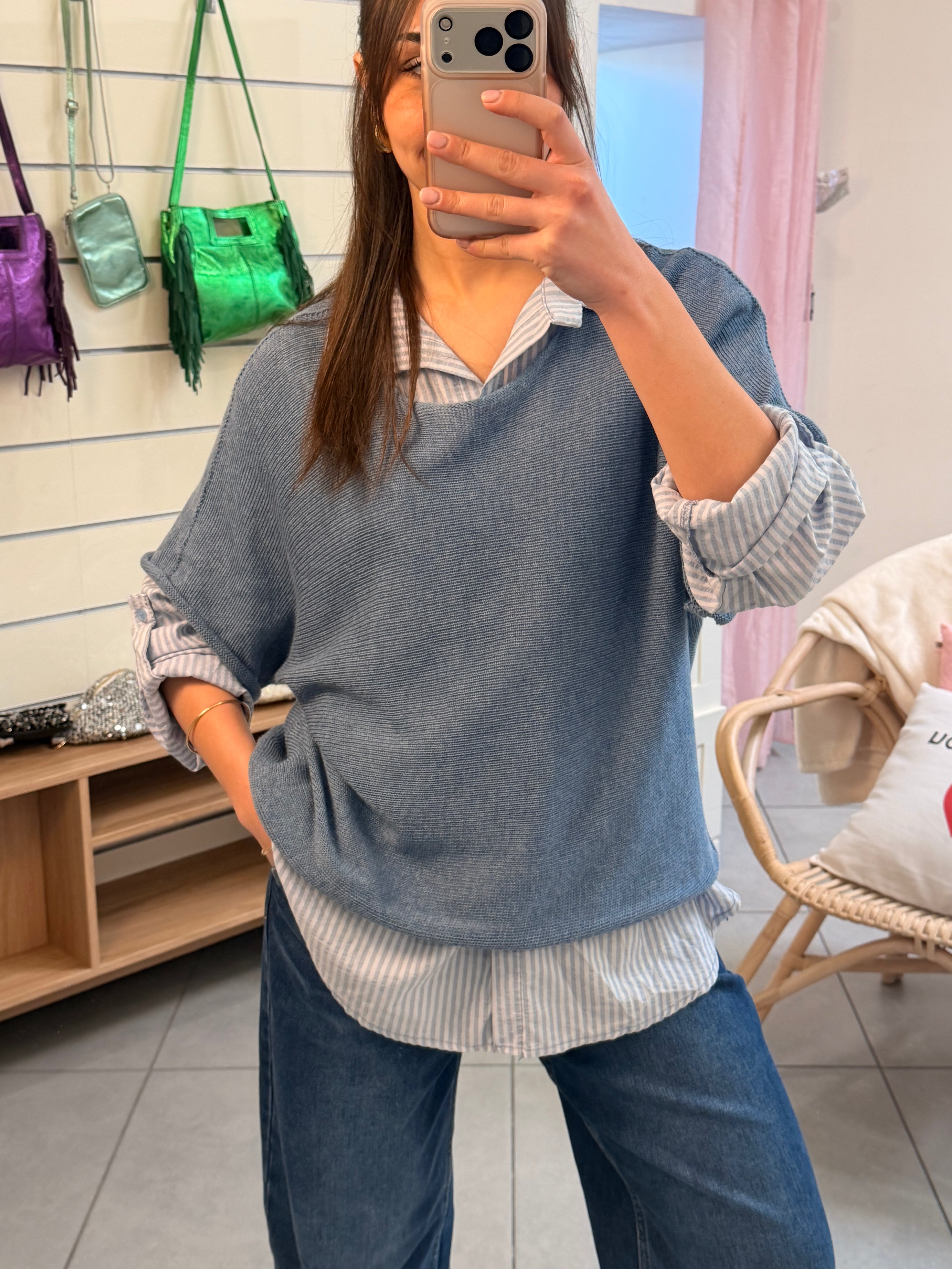 Ensemble avec chemise à rayures