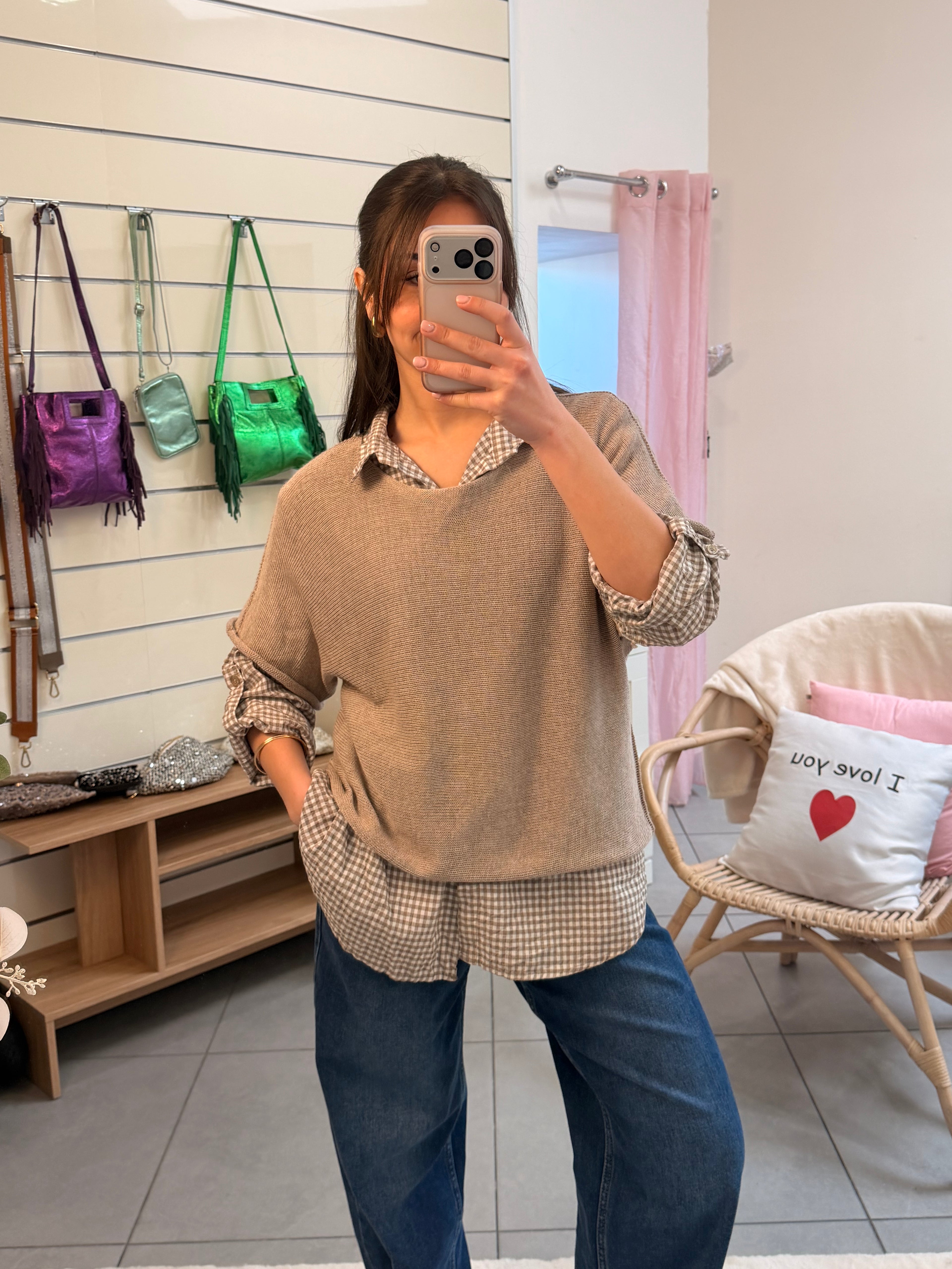 Ensemble avec chemise à carreaux