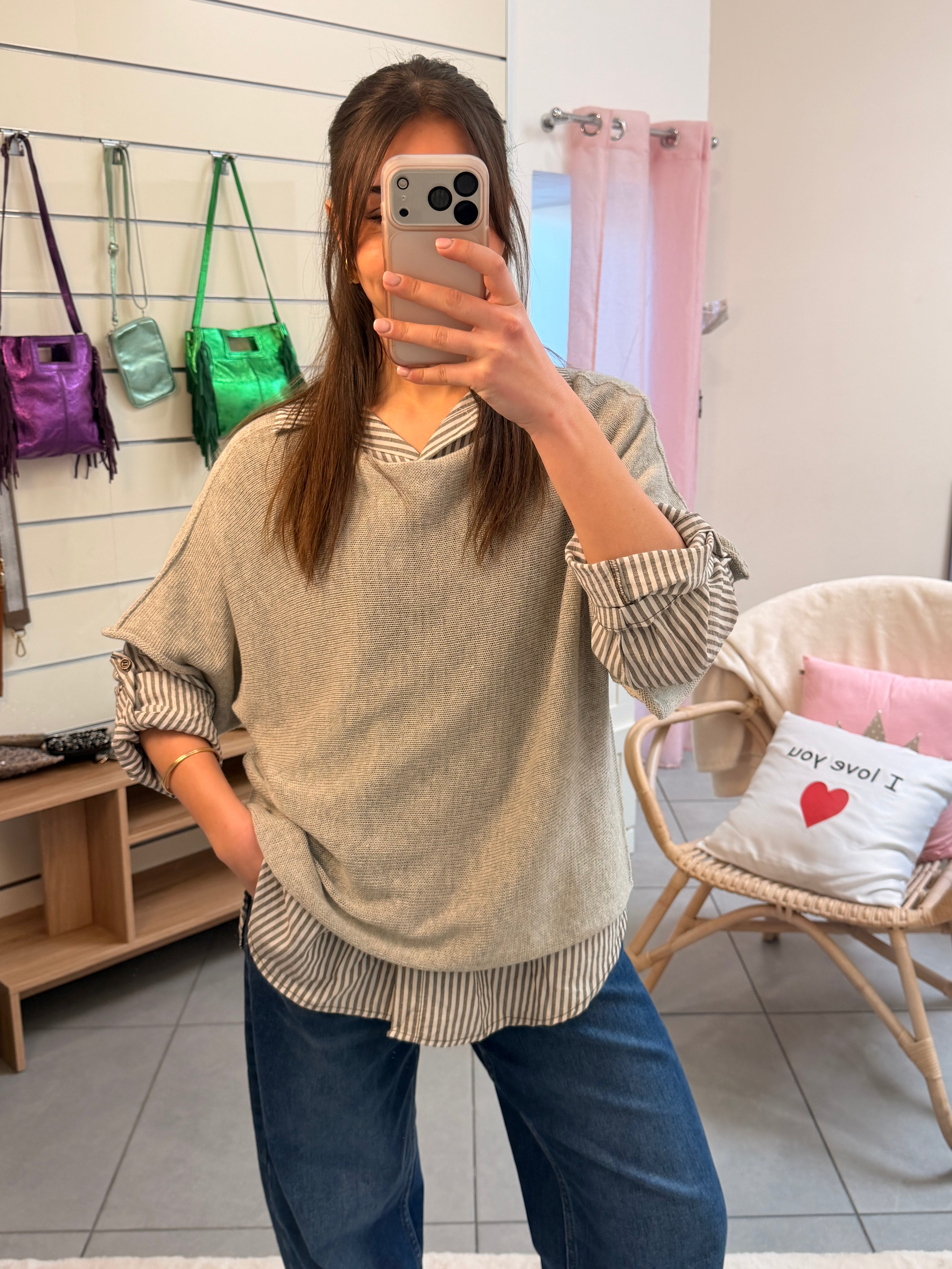 Ensemble avec chemise à rayures