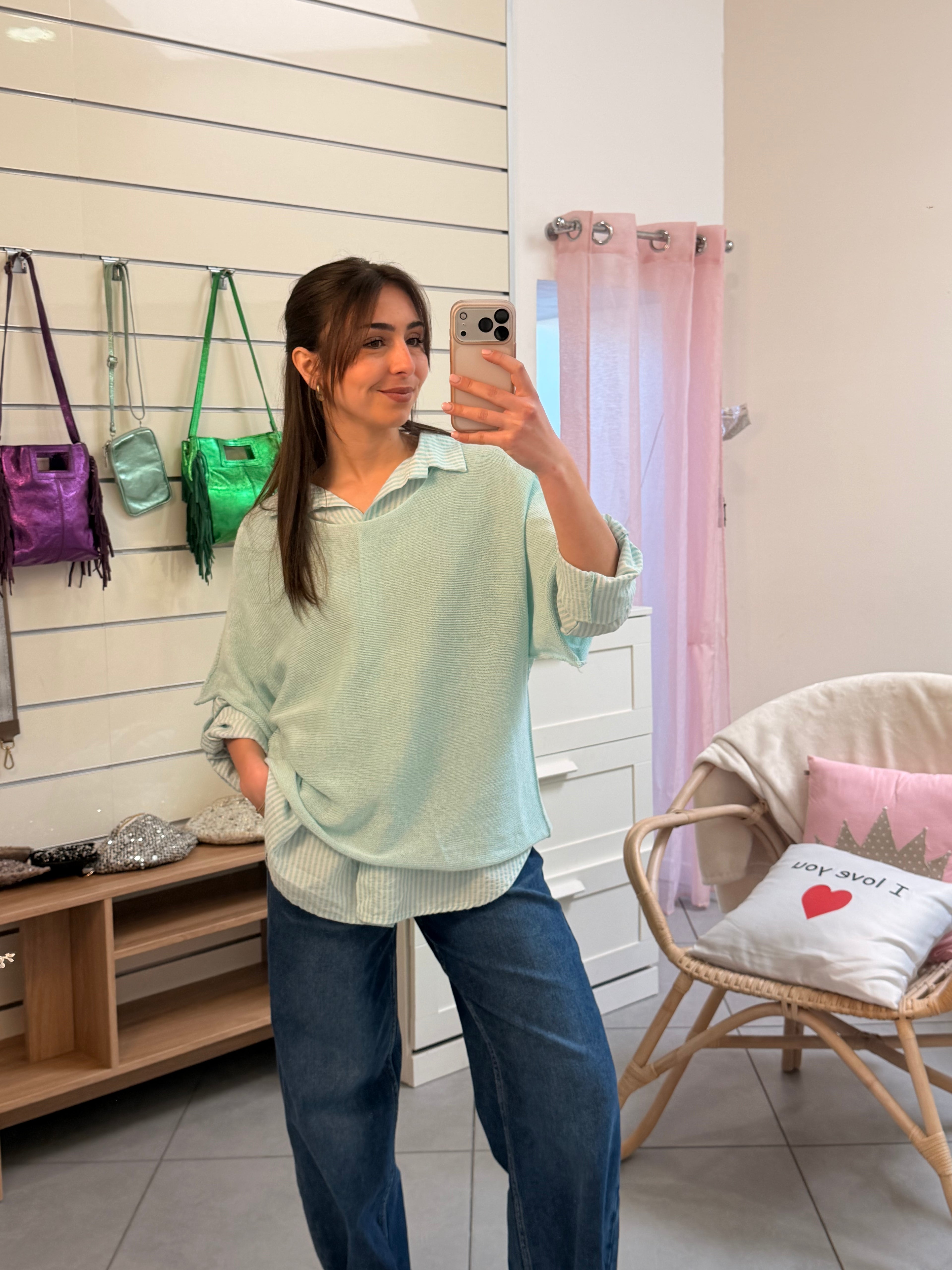 Ensemble avec chemise à rayures