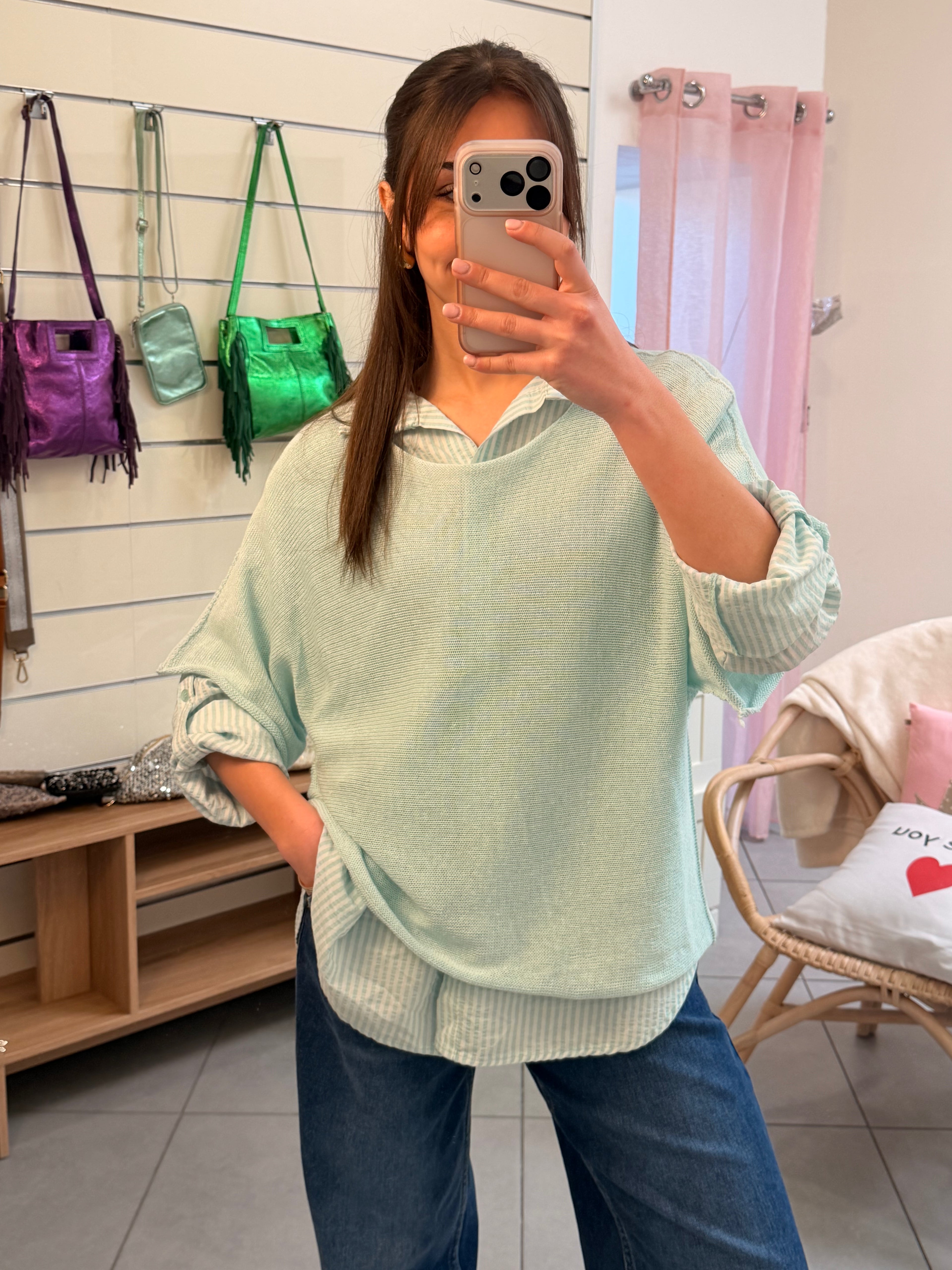 Ensemble avec chemise à rayures