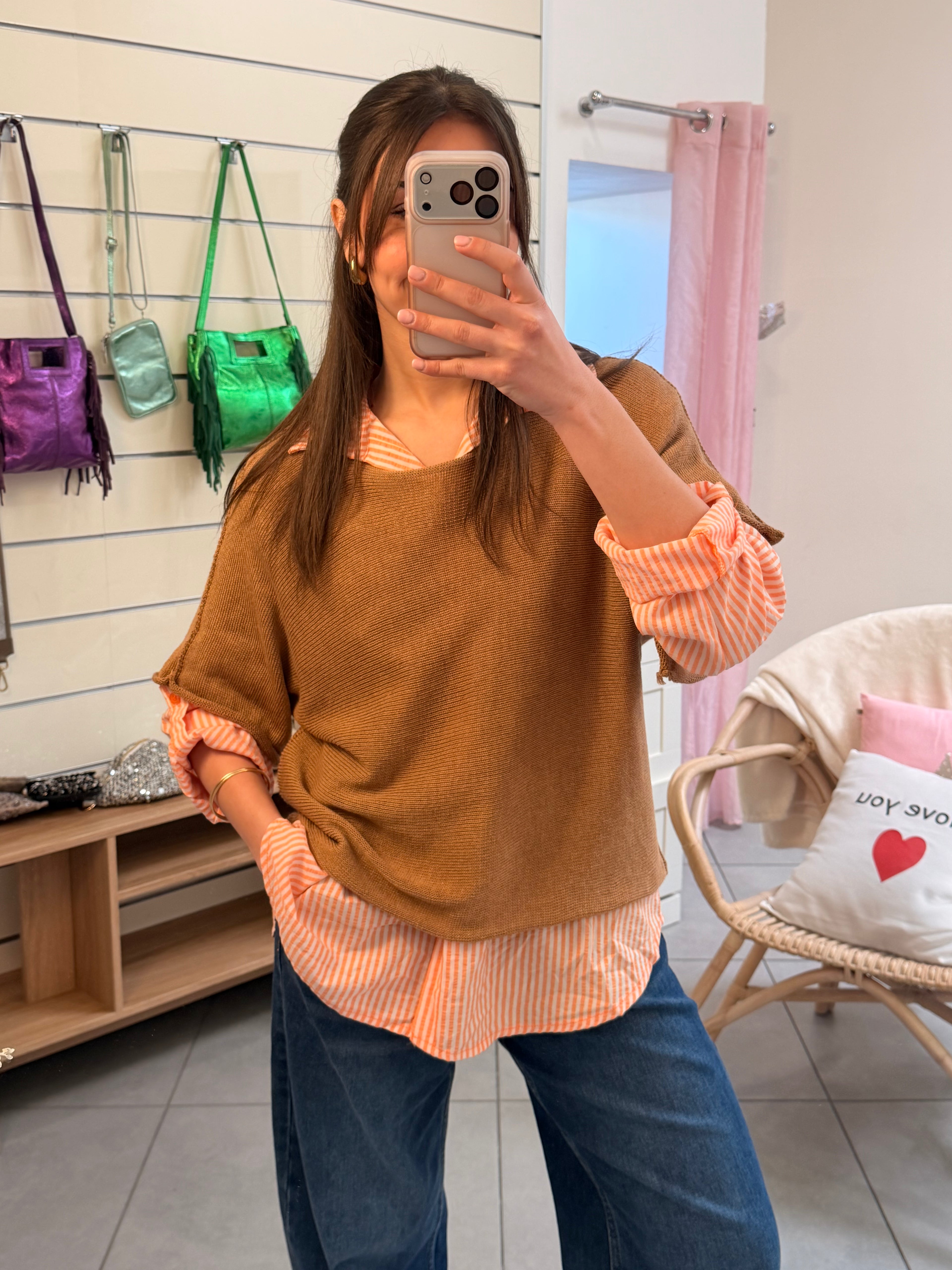 Ensemble avec chemise à rayures