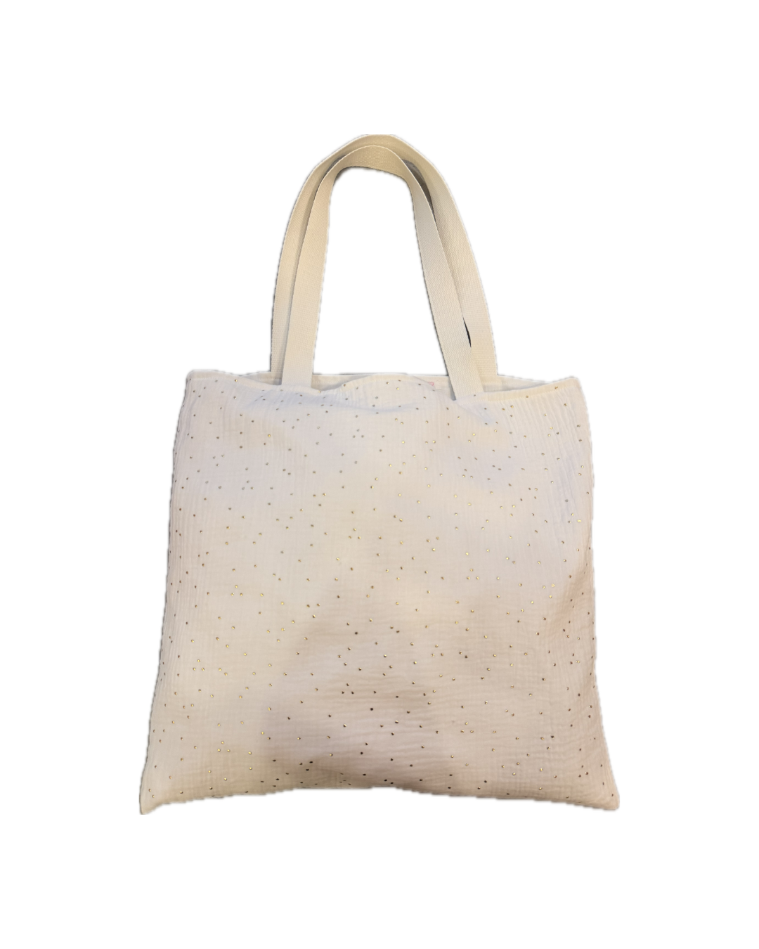 Tote bag fait main blanc et doré